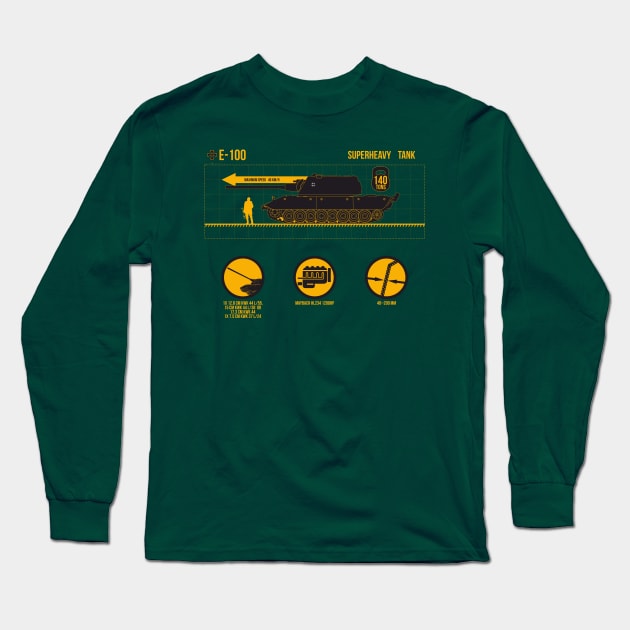 Infographic German super-heavy tank E-100 Long Sleeve T-Shirt by FAawRay